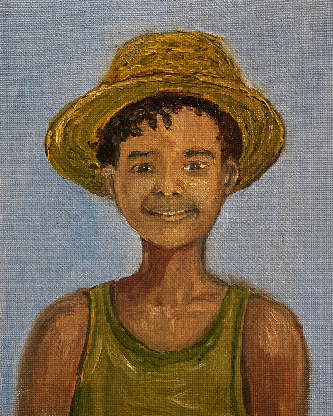 Boy in Hat oil portrait by Vaughn Tucker