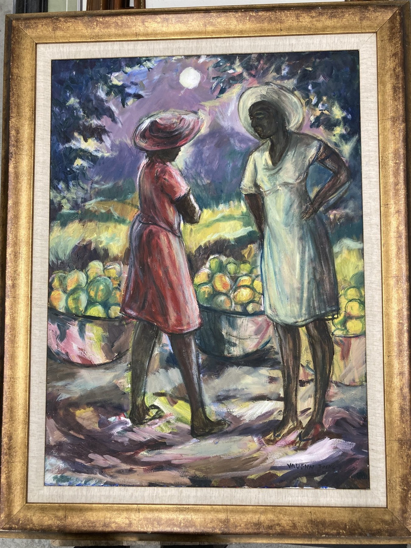 Market Chatter framed oil painting by Vaughn Tucker